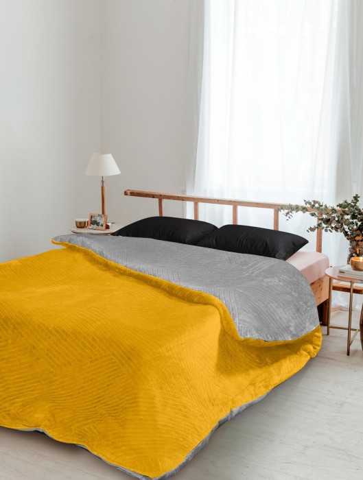 Παπλωματοθήκη LINES YELLOW GREY